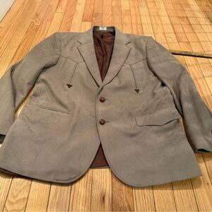 VTG Men's Classic Taupe Suede Like Western Blazer Yellowstone Ranch Rodeo